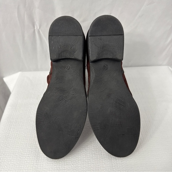 Miz Mooz Leather Ankle Boots Triple Strap Merlot Red - Picture 12 of 12